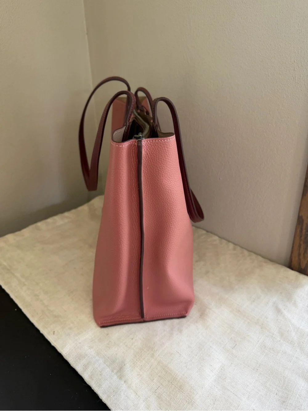 Coach Willow Tote With Pink Colorblock Coated Canvas Leather